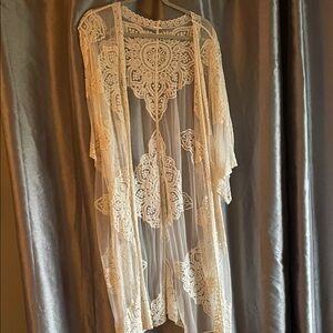 Time and Tru Lace Kimono Coverup 2X